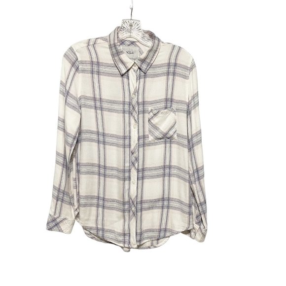 Rails Anthropologie Hunter White Coast Blush Button Down Flannel Plaid Shirt - Picture 3 of 8